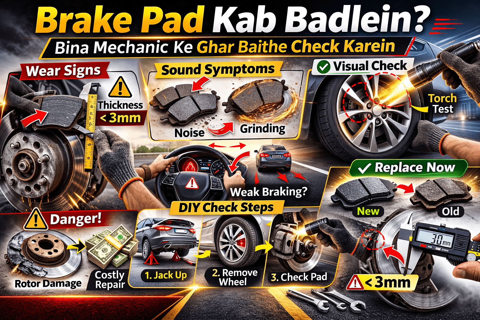 Brake Pad Kab Badlein Bina Mechanic Ke Ghar Baithe Easy Check Guide
