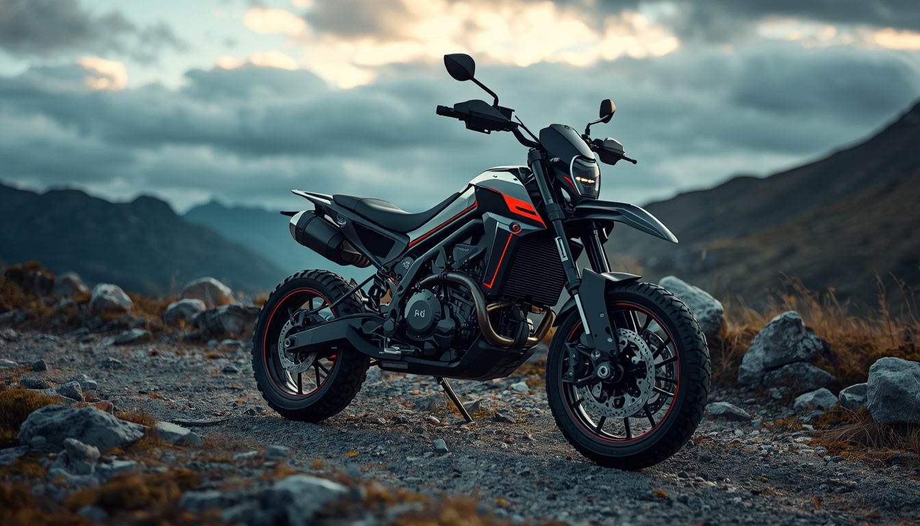 Silent electric dirt bike riding through peaceful forest trail